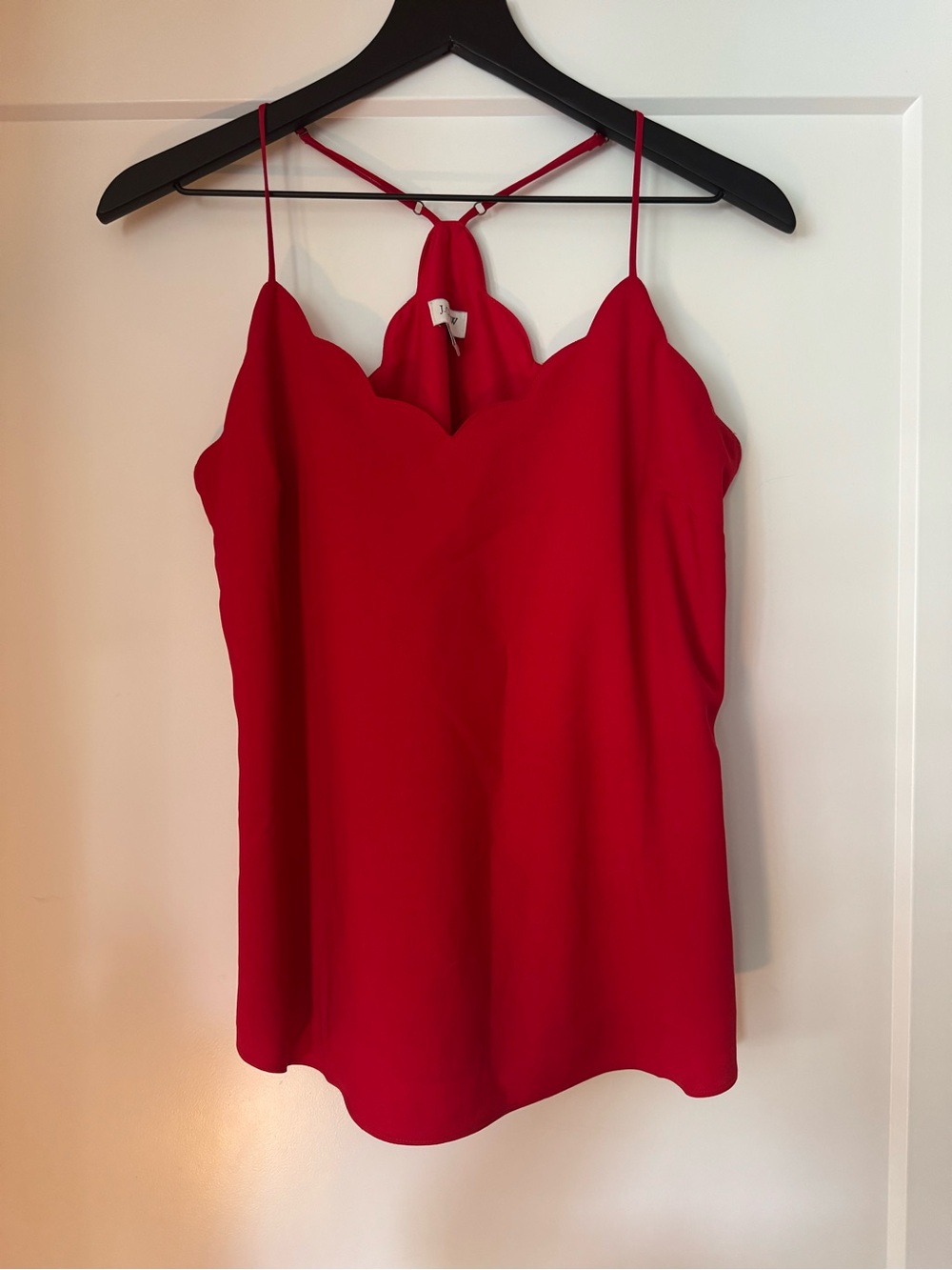J. Crew Red Scallop-Edge Spaghetti Strap Camisole